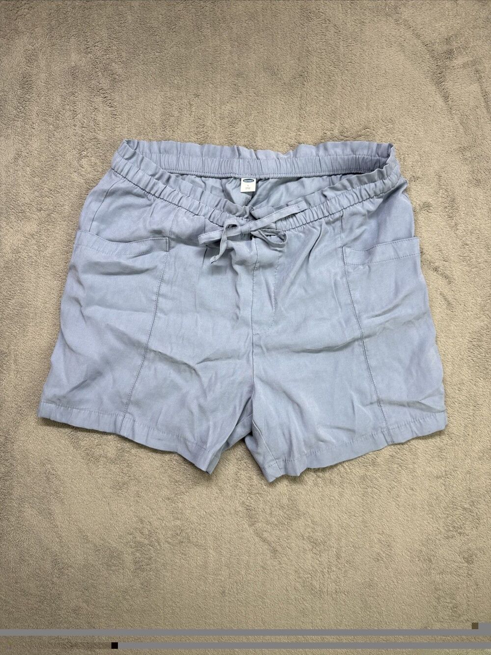 Old Navy L Blue High-Rise Paperbag Pull-On Drawstring Tie Front Shorts EUC